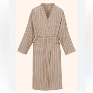 OddBird Gelin Heavy Robe Handwoven Coffee Cream Tan textured linen cotton XL NWT
